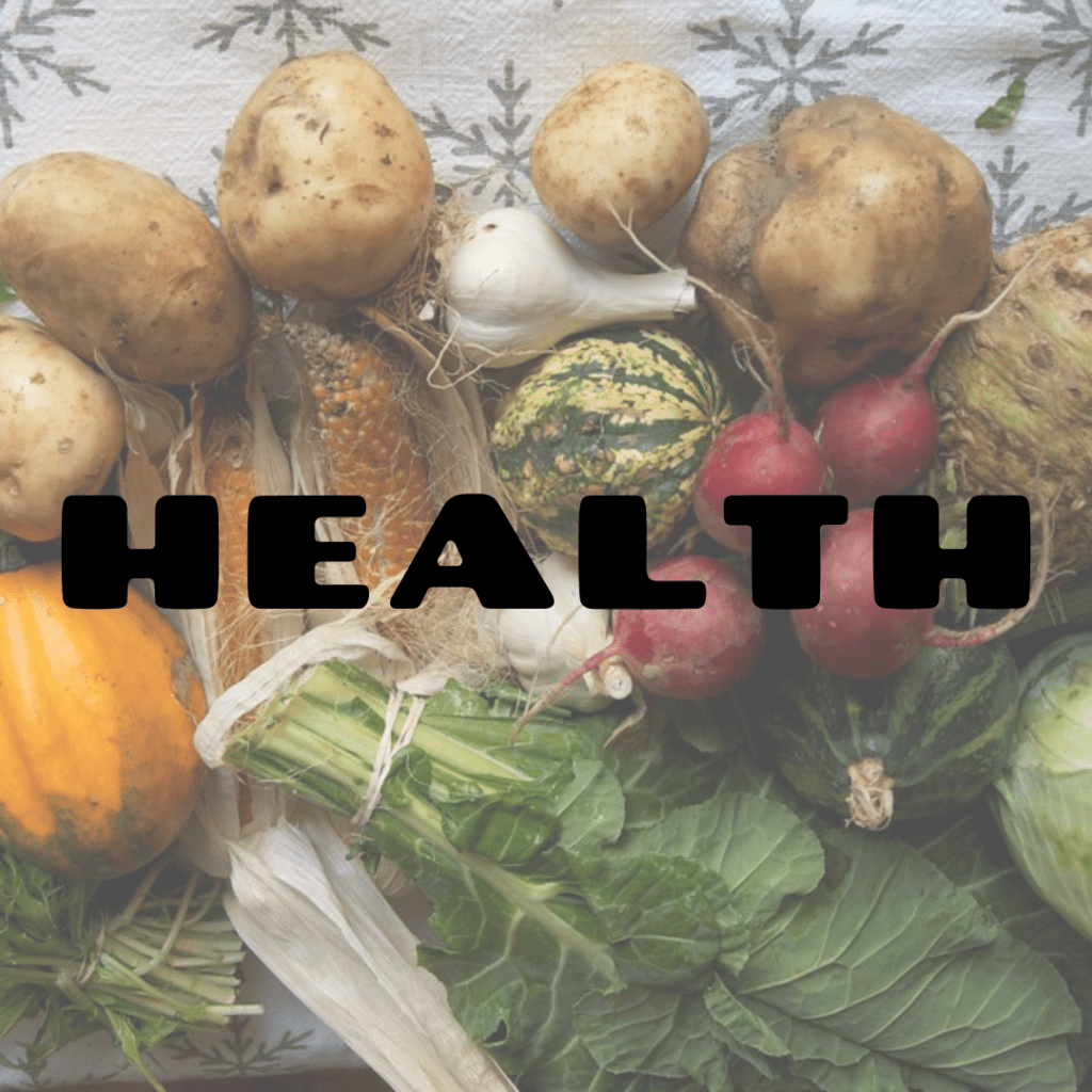 K-12 Lesson Ideas for Health with a collection of fresh vegetables