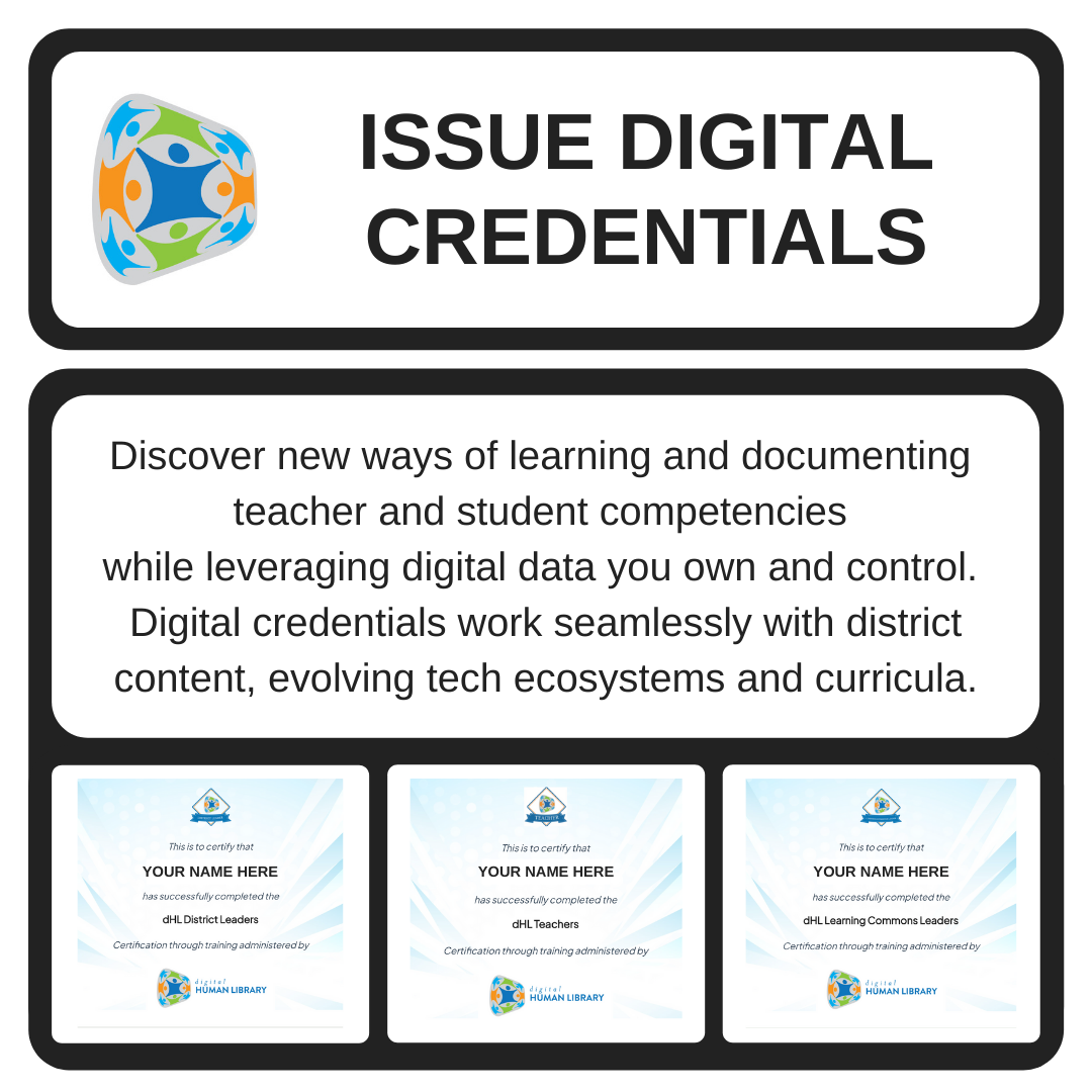 Issue digital credentials for district content and document student competencies