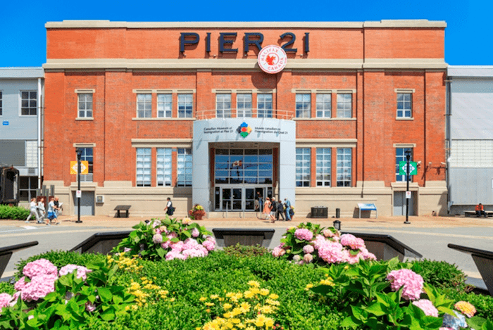 The building and entrance of the Canadian Museum of Immigration at Pier 21